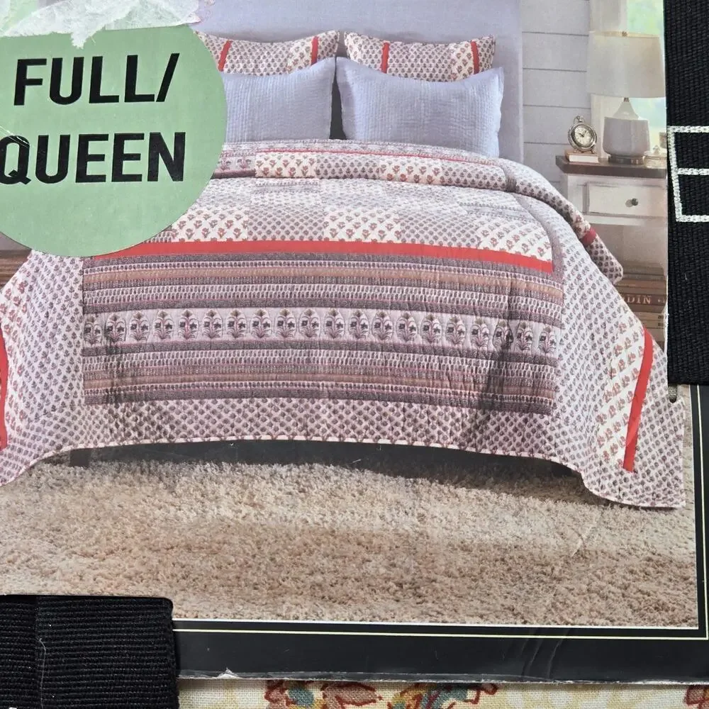 Rachel Zoe 100% Cotton Hand Stitched Quilt FULL QUEEN NEW COTTAGECORE Farmhouse